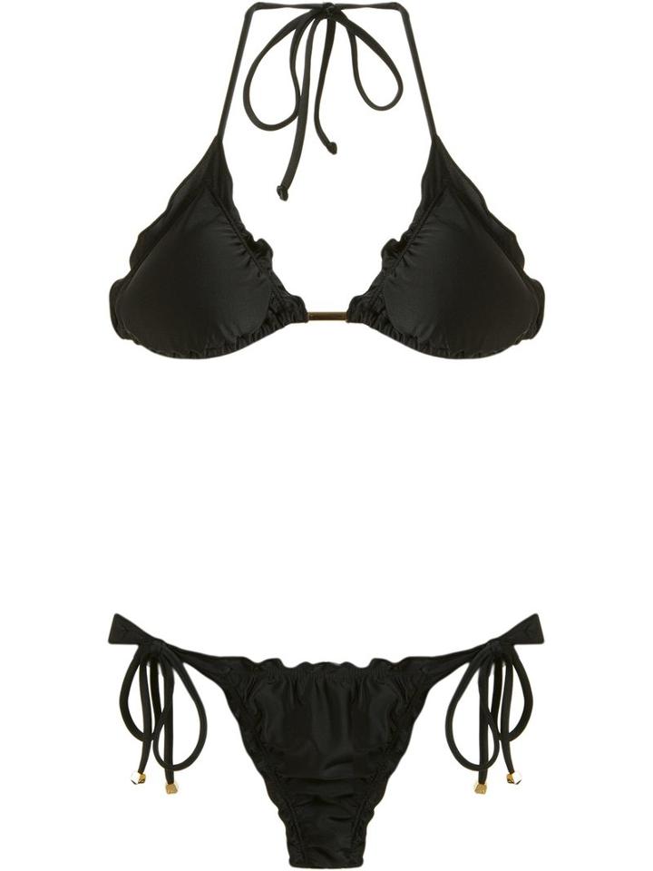 Lygia & Nanny - Frill Triangle Bikini Set - Women - Polyamide/spandex/elastane - 38, Black, Polyamide/spandex/elastane