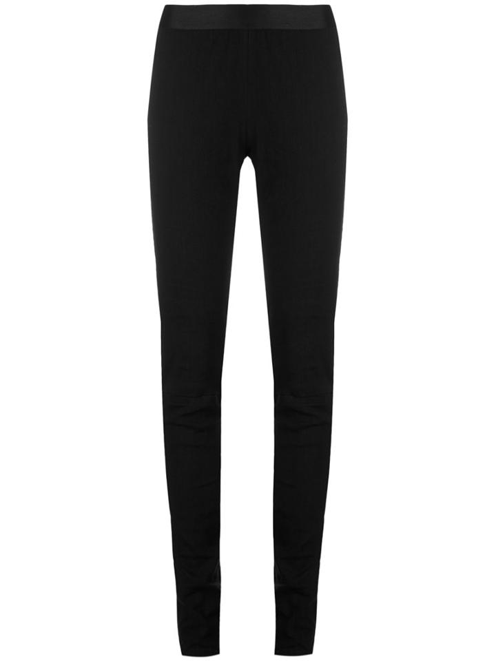 Ann Demeulemeester - Satin Waistband Leggings - Women - Linen/flax/rayon/spandex/elastane - 36, Black, Linen/flax/rayon/spandex/elastane