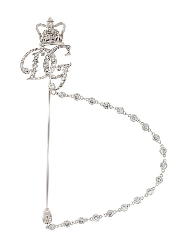 Dolce & Gabbana Crown Logo Brooch - Silver