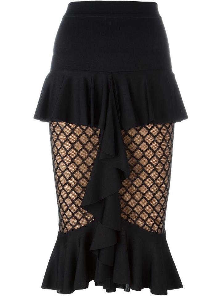 Balmain Ruffle Detail Pencil Skirt