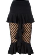 Balmain Ruffle Detail Pencil Skirt