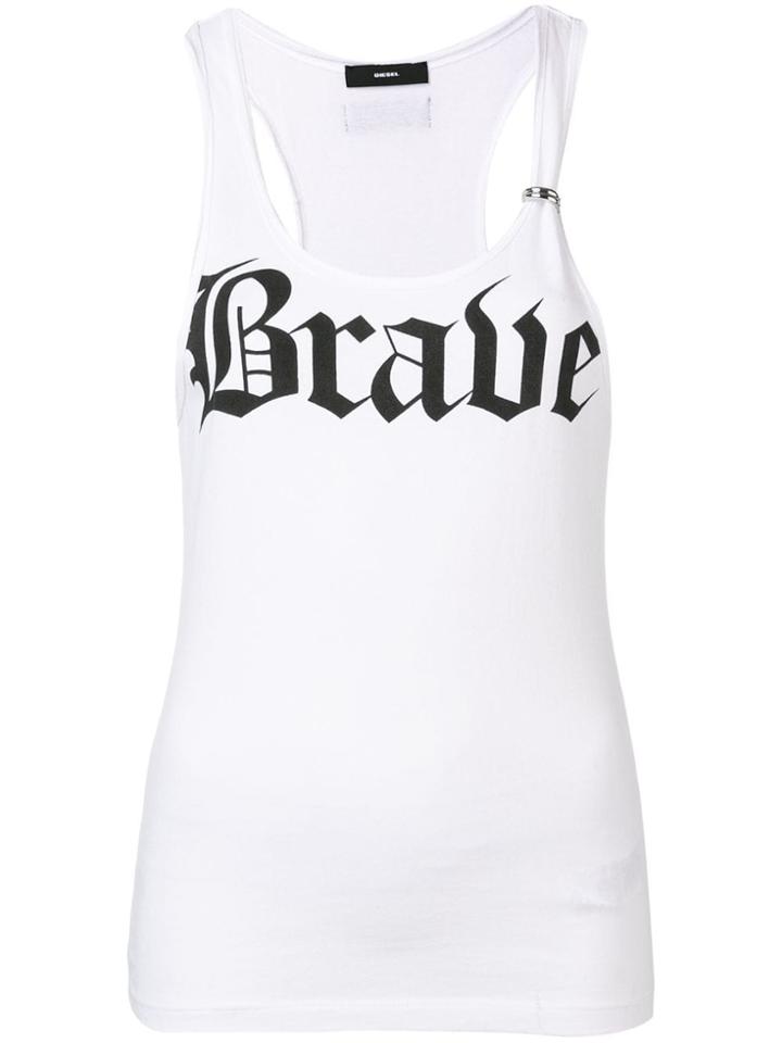 Diesel Slogan Print Tank Top - White