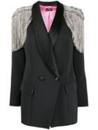 Elisabetta Franchi Rhinestone-fringed Embellished Blazer - Black