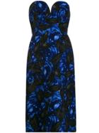 Prada Rose Print Midi Dress - Blue