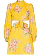 Zimmermann Zinnia Cut-out Floral Print Mini Dress - Yellow
