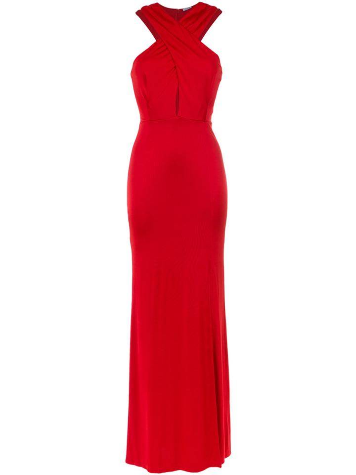 Tufi Duek Front Slit Gown - Red