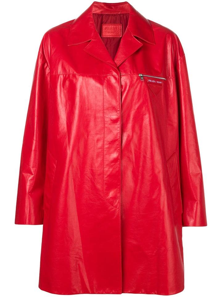 Prada Zip Chest Pocket Coat - Red