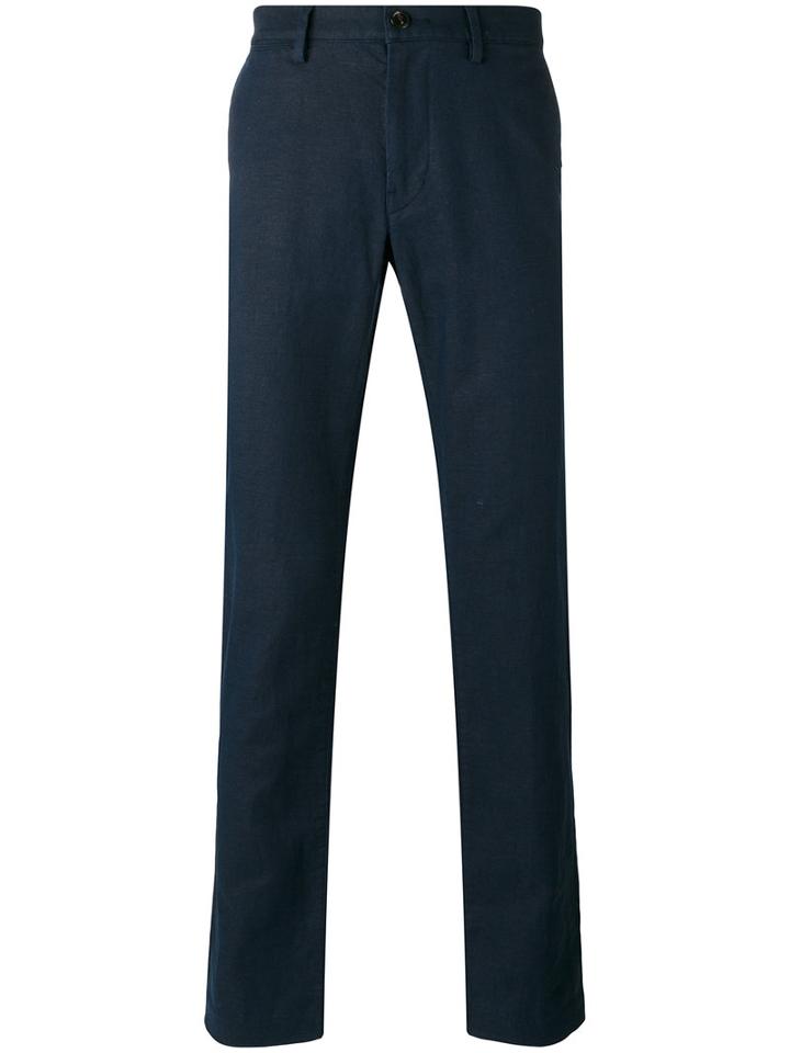 Michael Kors - Straight Leg Trousers - Men - Cotton/linen/flax - 30, Blue, Cotton/linen/flax
