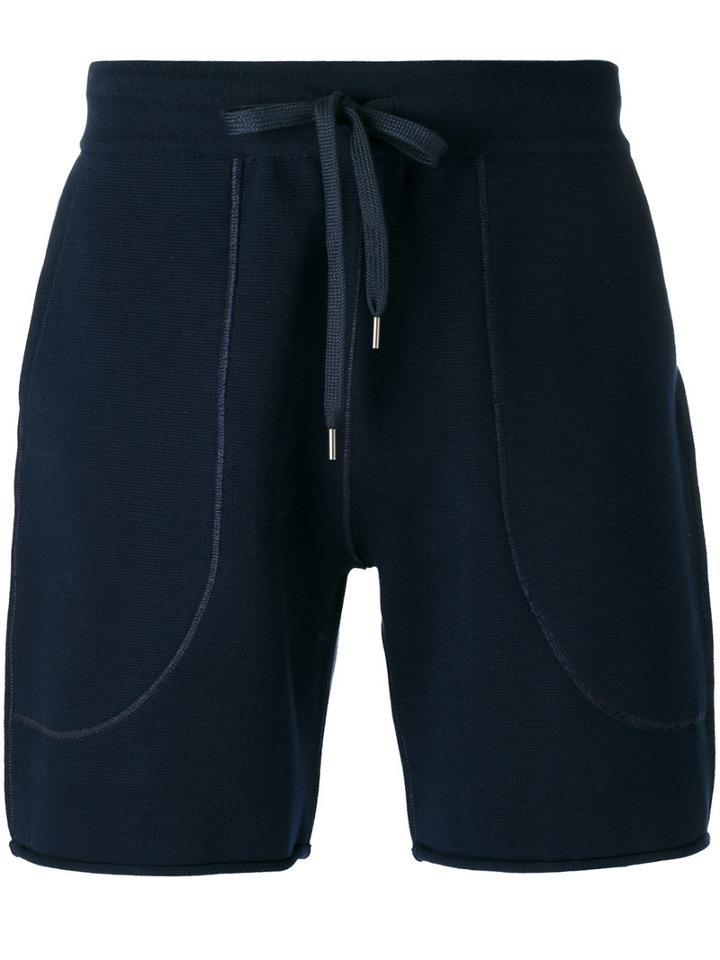 Andrea Pompilio Knitted Drawstring Shorts, Men's, Size: 50, Blue, Cotton