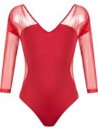 Brigitte Sheer Panels Body, Women's, Size: P, Red, Polyamide/spandex/elastane