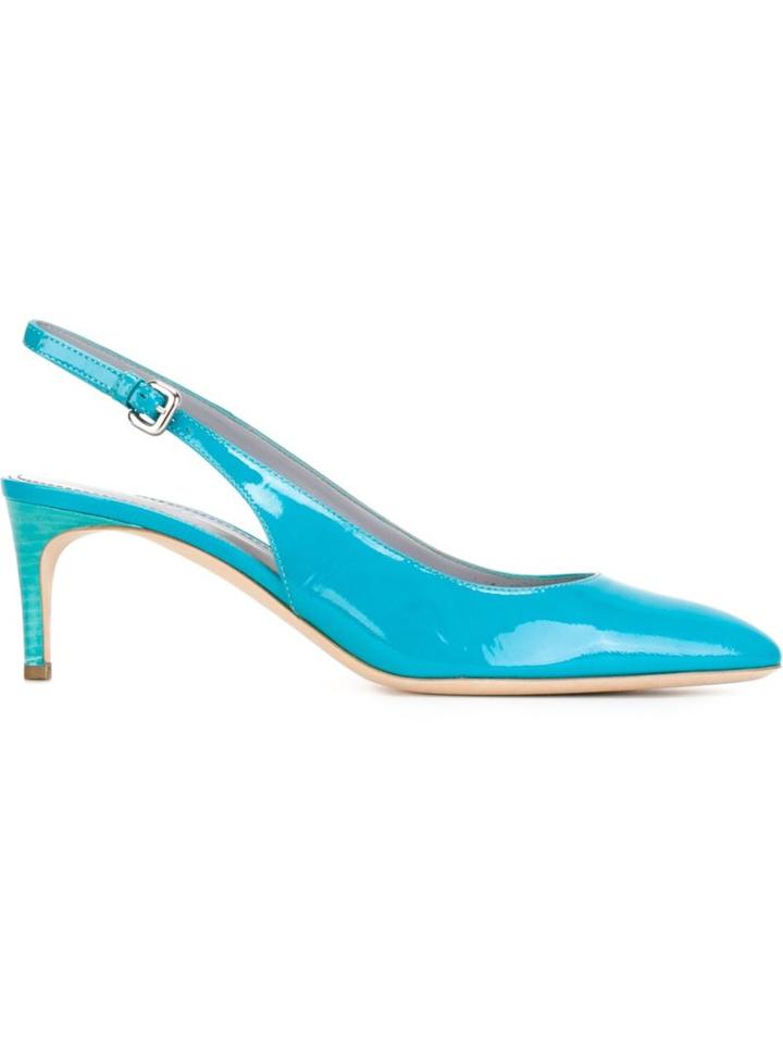 Pollini Slingback Pumps, Women's, Size: 39, Blue, Leather