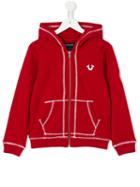 True Religion Kids - Kangaroo Pockets Zipped Hoodie - Kids - Cotton - 6 Yrs, Red