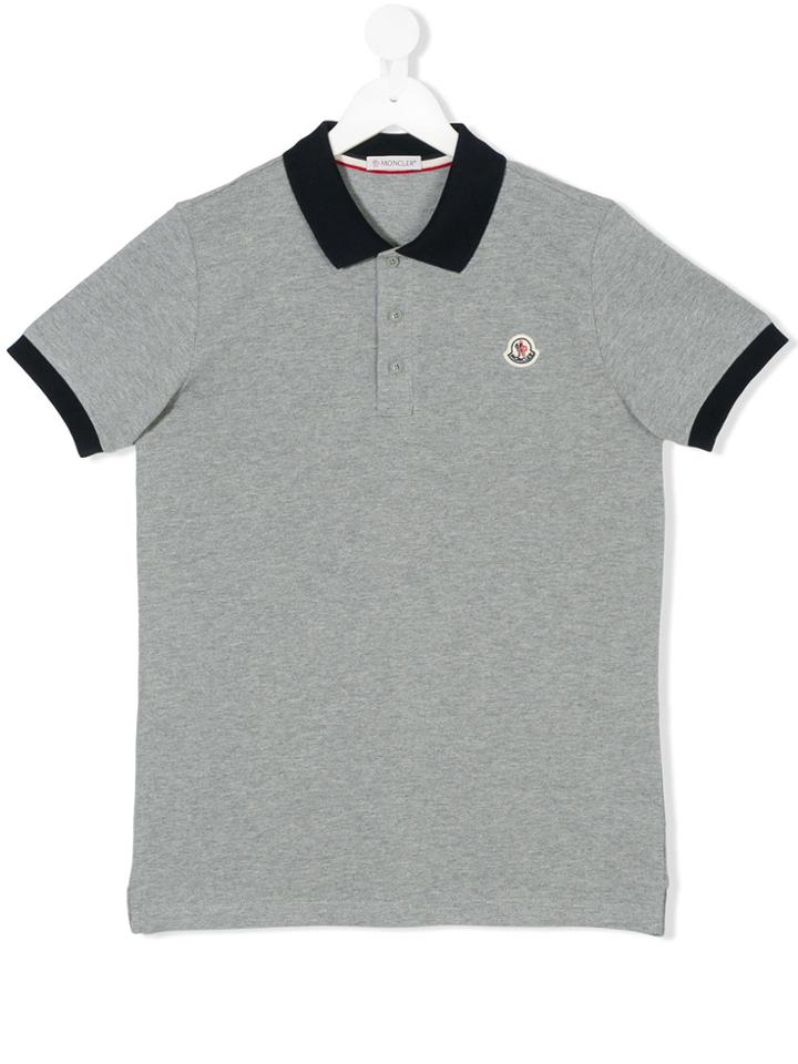 Moncler Kids Contrast Collar Polo Shirt - Grey
