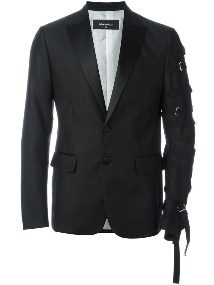 Dsquared2 Buckle Fastening Blazer, Men's, Size: 56, Black, Silk/cotton/polyester/virgin Wool