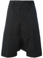 Rick Owens Dropped Crotch Tailored Shorts, Size: 46, Black, Cotton/rubber/cupro