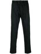 Paolo Pecora Drawstring Pleated Trousers - Black