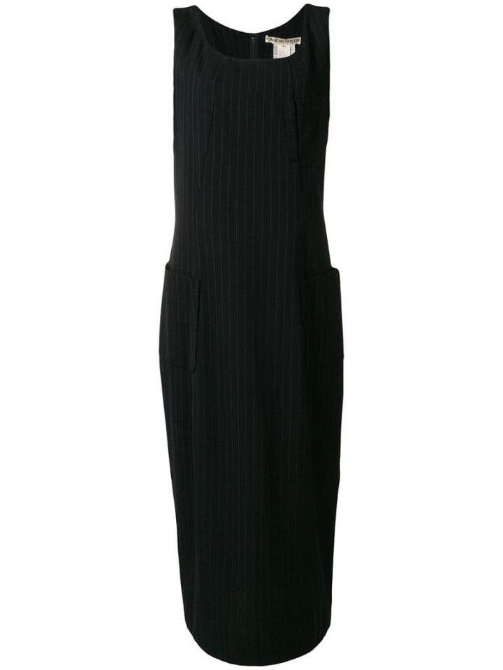 Comme Des Garçons Pre-owned 1992 Pinstriped Midi Dress - Black