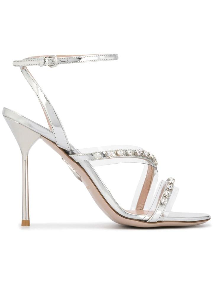 Miu Miu Embellished Strap Sandals - Silver