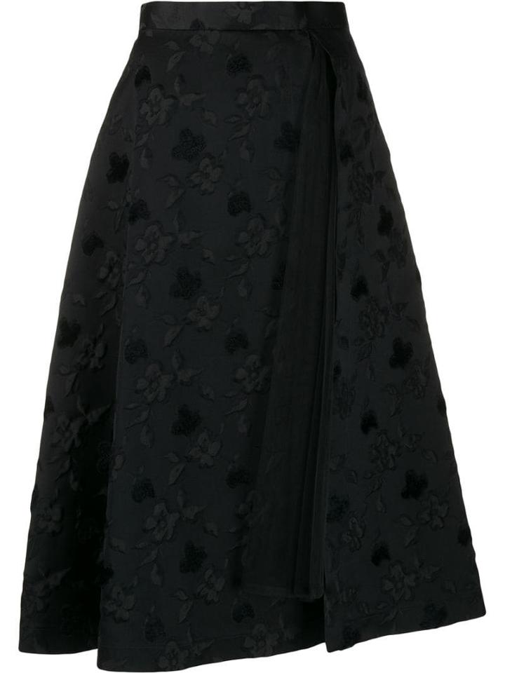Comme Des Garçons Noir Kei Ninomiya Floral-jacquard Midi Skirt - Black
