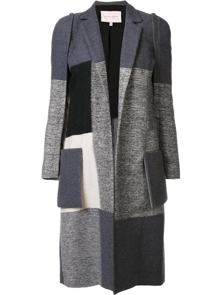 Carolina Herrera Panelled Coat, Women's, Size: 8, Grey, Polyester/wool