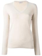 Brunello Cucinelli V Neck Jumper, Women's, Size: Large, Nude/neutrals, Cashmere