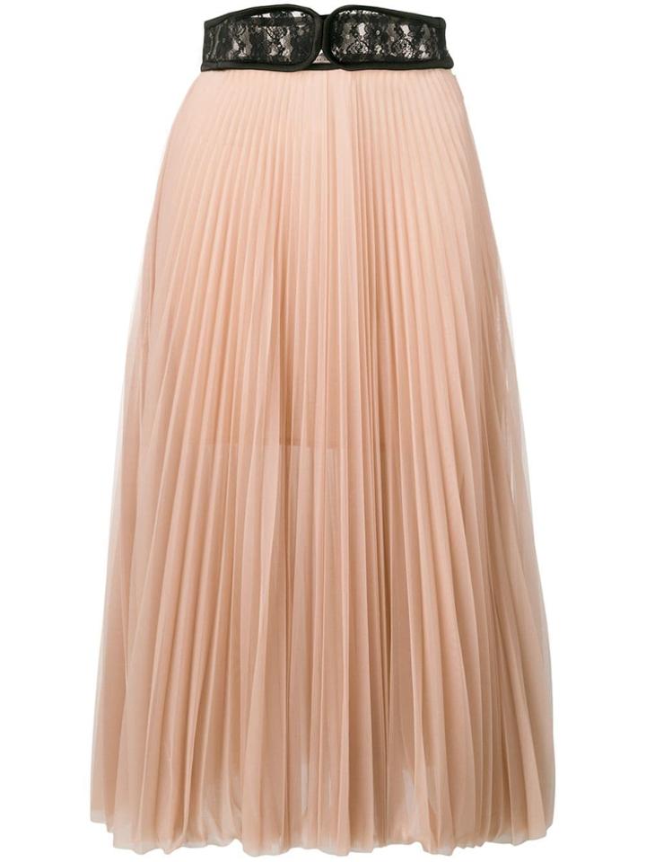 Christopher Kane Lace Crotch Pleated Skirt - Neutrals