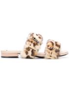 Nº21 Faux Fur Trim Slides - Neutrals