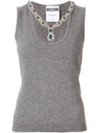 Moschino Bejeweled Collar Tank Top - Grey
