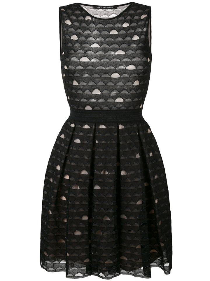 Antonino Valenti - Embroidered Flared Dress - Women - Silk/polyamide/polyester/viscose - 40, Black, Silk/polyamide/polyester/viscose