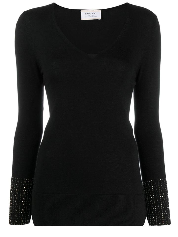 Snobby Sheep Studded Sleeve Sweater - Black