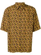 Fendi Ff Logo Shortsleeved Shirt - Brown