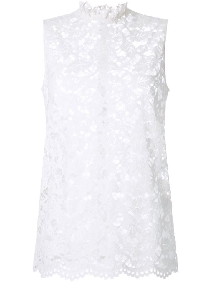 Le Ciel Bleu Leaf Lace Sleeveless Blouse