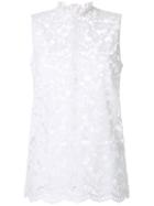 Le Ciel Bleu Leaf Lace Sleeveless Blouse