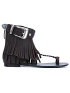 Giuseppe Zanotti Design Fringed Sandals, Women's, Size: 40, Brown, Leather