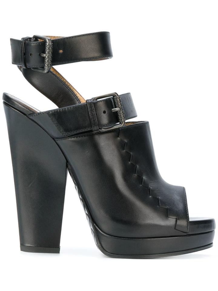 Bottega Veneta Chunky Heel Buckle Strap Sandals - Black