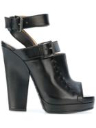 Bottega Veneta Chunky Heel Buckle Strap Sandals - Black