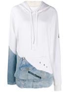 Greg Lauren Hoodie With Denim Patch - White