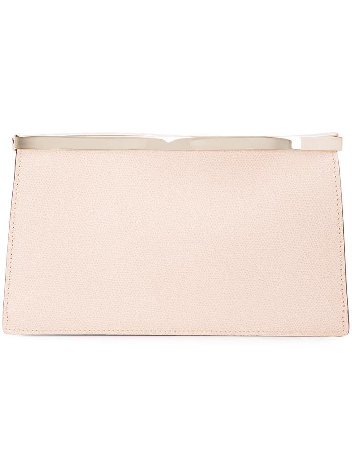 Valextra Onda Clutch, Women's, Nude/neutrals, Leather