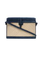 Hunting Season Blue Trunk Straw Suede Box Bag