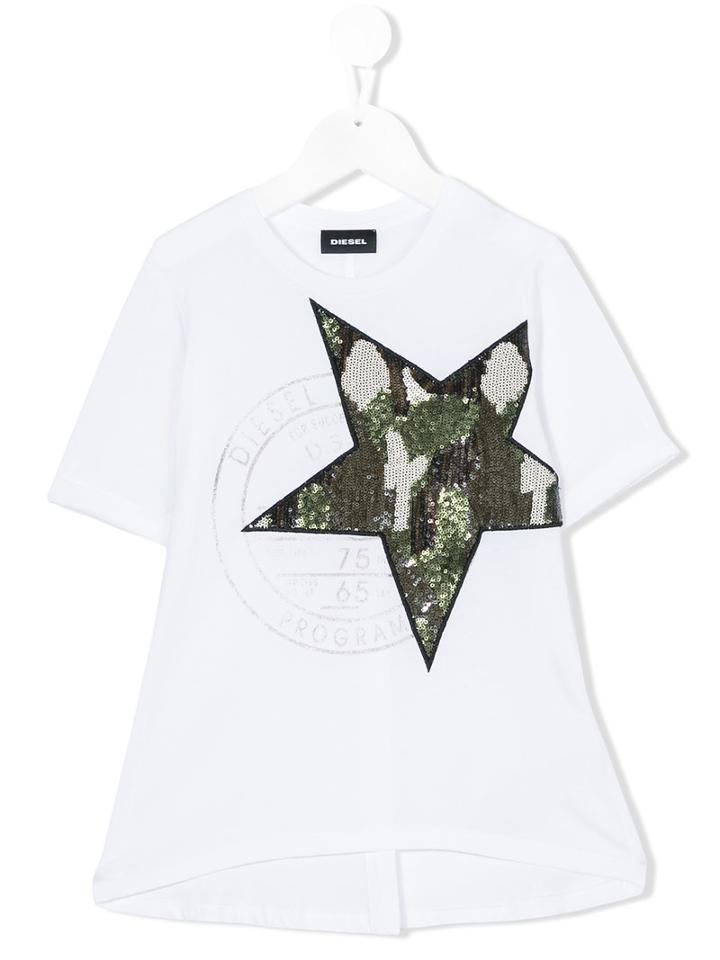 Diesel Kids - Star T-shirt - Kids - Cotton - 6 Yrs, White