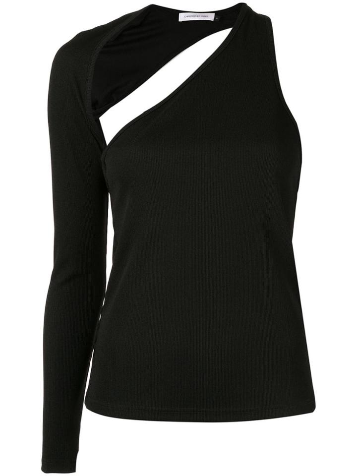 Christopher Esber Asymmetric Ribbed Top - Black