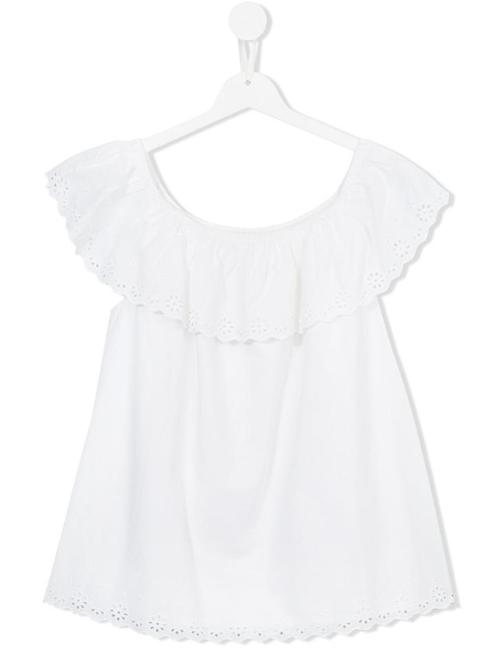 Ralph Lauren Kids Eyelet Off The Shoulder Top, Girl's, Size: 16 Yrs, White
