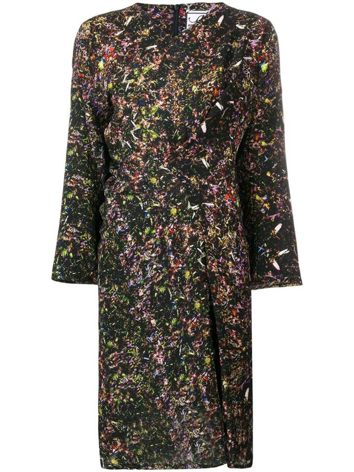 Anntian Floral Print Shift Dress - Black