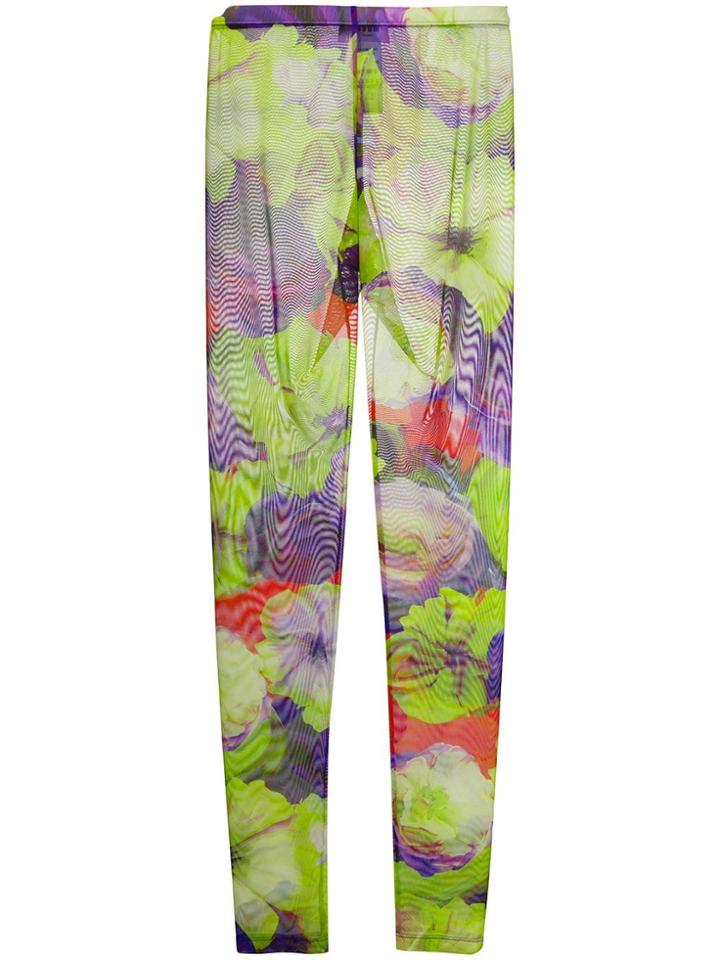Msgm Floral Leggings - Green