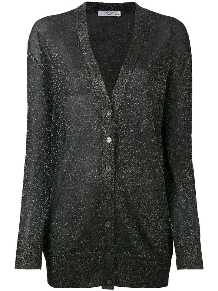 Lanvin - Metallic Cardigan - Women - Polyester/spandex/elastane/viscose - Xl, Black, Polyester/spandex/elastane/viscose