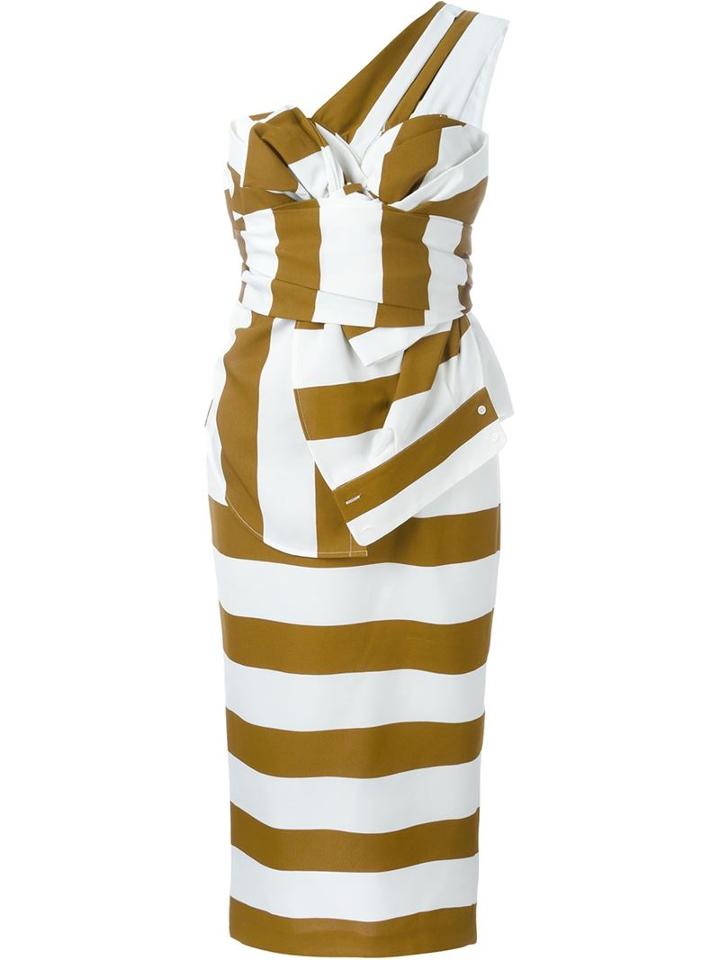 No21 Striped One-shoulder Dress