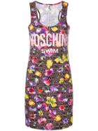 Moschino Logo Floral Fitted Dress - Brown