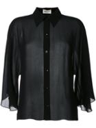 Saint Laurent Semi-sheer Cropped Shirt, Women's, Size: 36, Black, Viscose