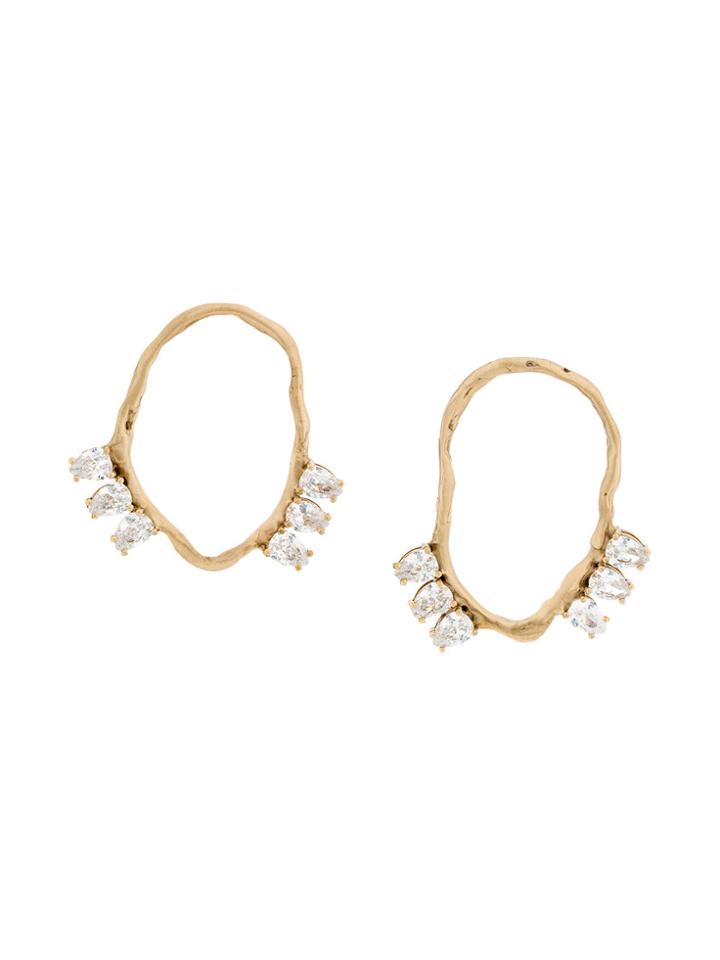 Voodoo Jewels Stone Embellished Hoop Earrings - Metallic