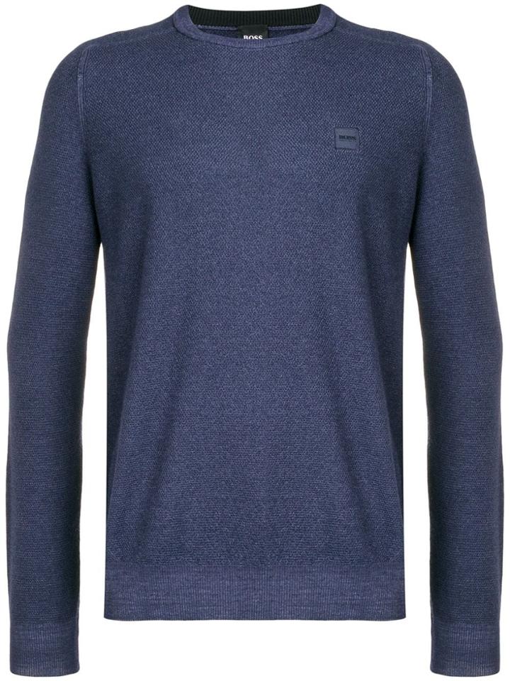 Boss Hugo Boss Logo Fitted Sweater - Blue
